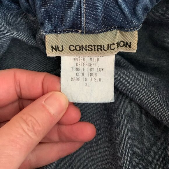 NU Construction USA Patchwork Embroidered Pull On Denim Skirt XL Cottage Core - Picture 8 of 9